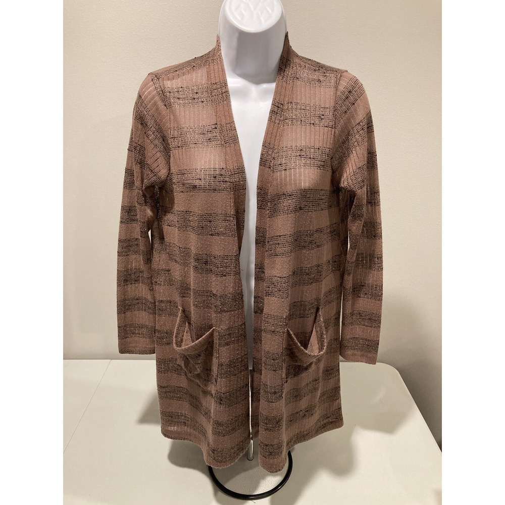 Forever 21 Womens Brown‎ Striped Open Front Cardigan Sweater Size S/P